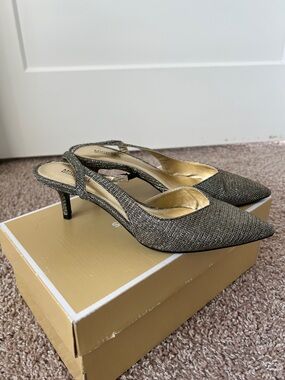 Michael Kors Eliza Flex Slingback Pump- Glitter Chain Mesh Gold